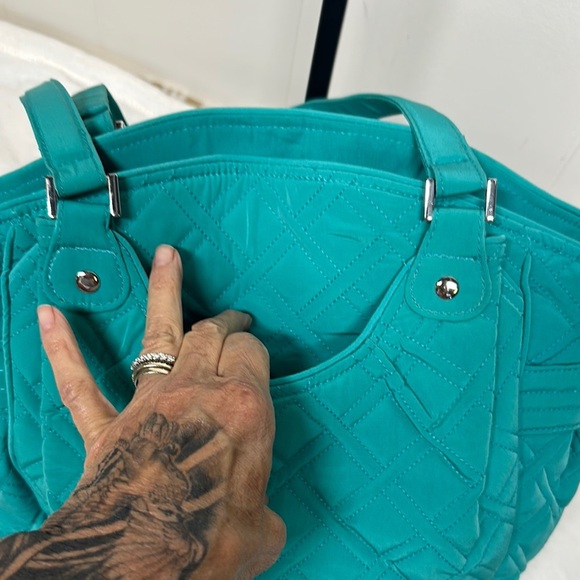 Vera Bradley Blue Quilted Tote Bag with Diamond Stitching - Picture 3 of 14